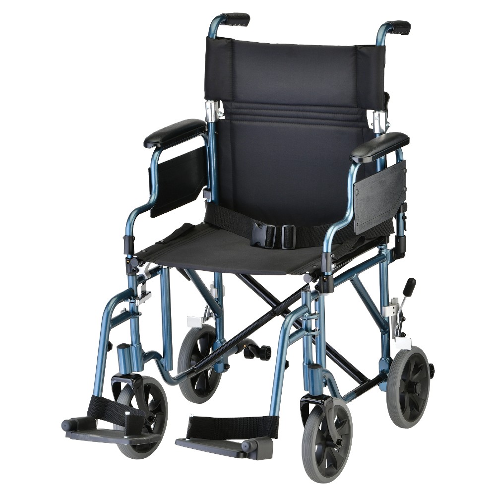 Transport Chair- 19 Inch Lightweight Blue